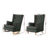 Artiss Rocking Chair Armchair Linen Fabric Charcoal Gaia - Front View