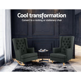 Artiss Rocking Chair Armchair Linen Fabric Charcoal Gaia - Side View