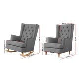 Artiss Rocking Chair Armchair Linen Fabric Grey Gaia - Front View