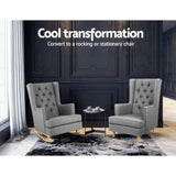 Artiss Rocking Chair Armchair Linen Fabric Grey Gaia - Top-Down View