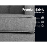 Artiss Rocking Chair Armchair Linen Fabric Grey Gaia - Rear View