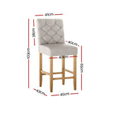 Artiss 2x Bar Stools Linen Upholstered Chairs - Front View