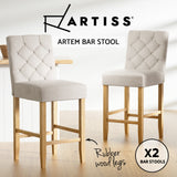 Artiss 2x Bar Stools Linen Upholstered Chairs - Top-Down View