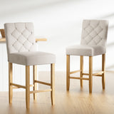 Artiss 2x Bar Stools Linen Upholstered Chairs - Close-Up Angle