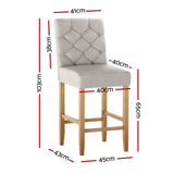 Artiss 4x Bar Stools Linen Upholstered Chairs - Front View
