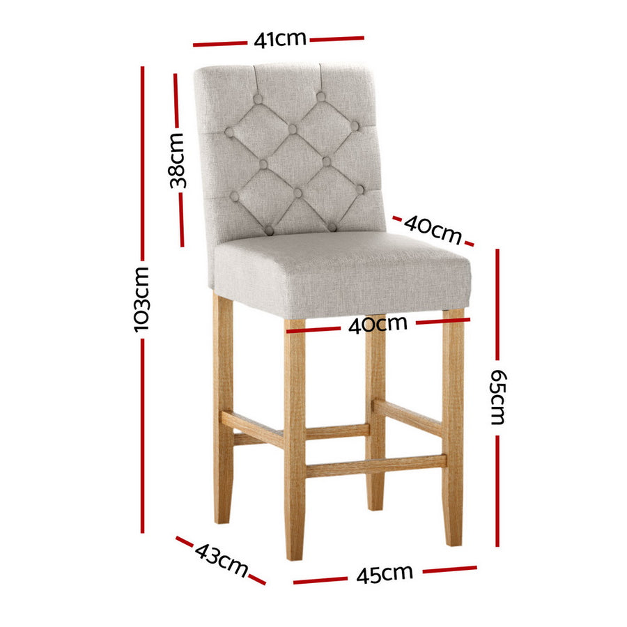 Artiss 4x Bar Stools Linen Upholstered Chairs, image 2