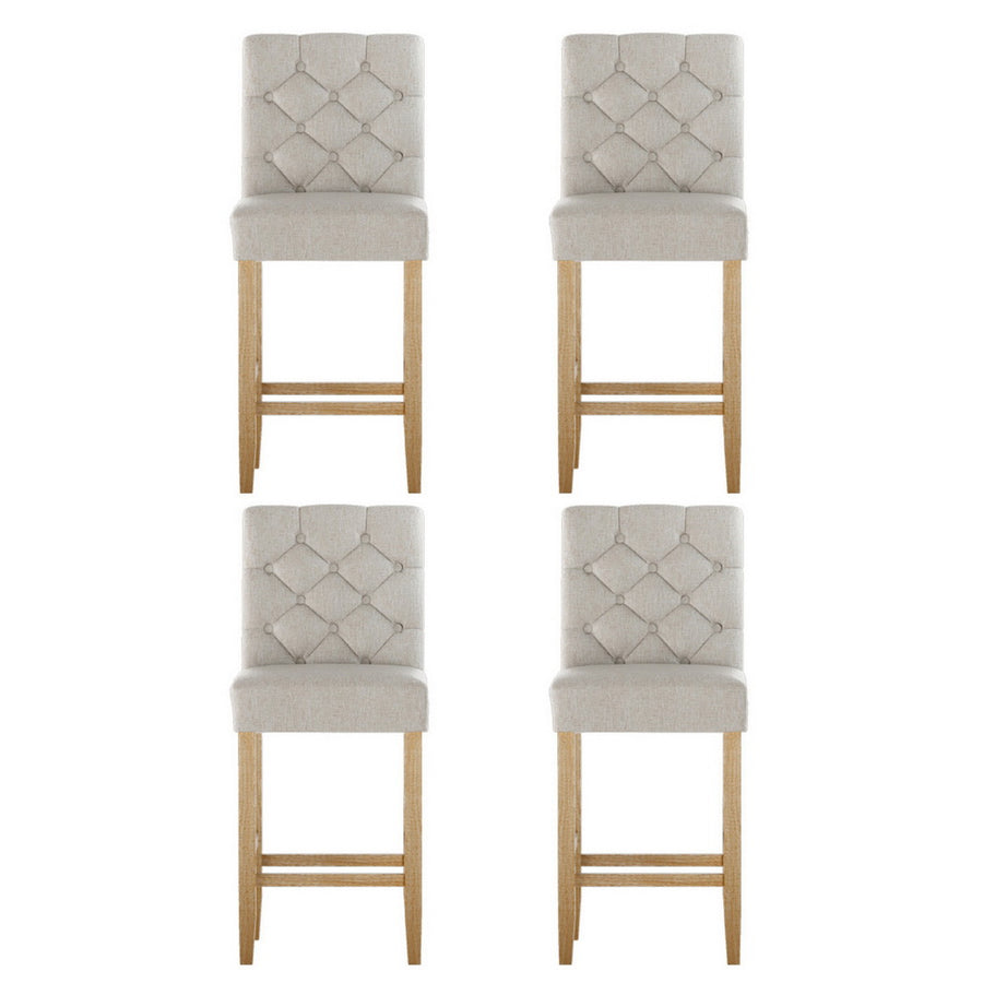 Artiss 4x Bar Stools Linen Upholstered Chairs, image 3