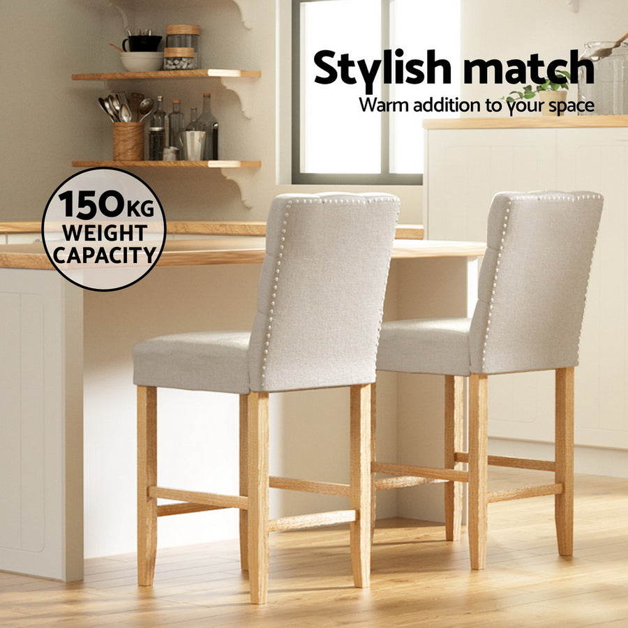 Artiss 4x Bar Stools Linen Upholstered Chairs, image 4