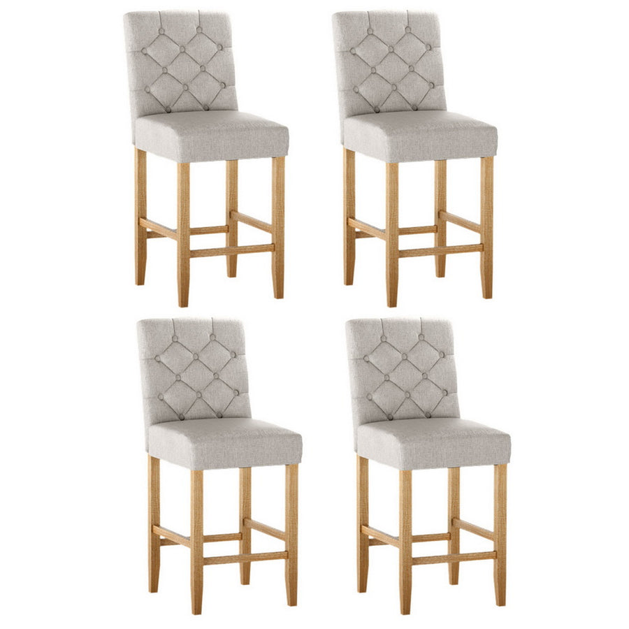 Artiss 4x Bar Stools Linen Upholstered Chairs, image 7