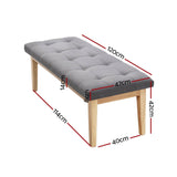 Artiss Ottoman Bench 120cm Foot Stool Linen Grey - Front View