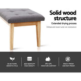 Artiss Ottoman Bench 120cm Foot Stool Linen Grey - Side View