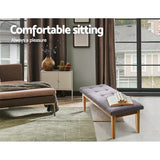 Artiss Ottoman Bench 120cm Foot Stool Linen Grey - 45-Degree Angle
