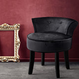 Artiss Vanity Stool Velvet Black Abella - Low Angle