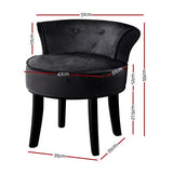 Artiss Vanity Stool Velvet Black Abella - Front View