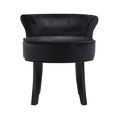 Artiss Vanity Stool Velvet Black Abella - Side View