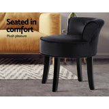 Artiss Vanity Stool Velvet Black Abella - Top-Down View