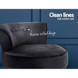 Artiss Vanity Stool Velvet Black Abella - 45-Degree Angle