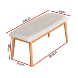 Artiss Dining Bench Upholstery Seat Wooden Chair 106cm - Front View