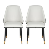 Artiss Dining Chairs Set of 2 Leather Seat Beige and Black - Side View
