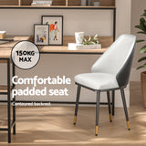 Artiss Dining Chairs Set of 2 Leather Seat Beige and Black - 45-Degree Angle