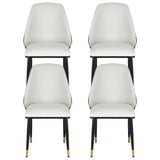 Artiss Dining Chairs Set of 4 Leather Seat Beige and Black - Front View