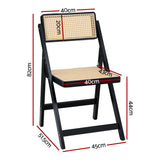 Artiss 2x Dining Chairs Wooden Rattan Foldable Black - Front View