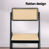 Artiss 2x Dining Chairs Wooden Rattan Foldable Black - Top-Down View