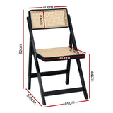 Artiss 4x Dining Chairs Wooden Rattan Foldable Black - Front View
