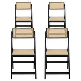 Artiss 4x Dining Chairs Wooden Rattan Foldable Black