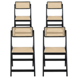 Artiss 4x Dining Chairs Wooden Rattan Foldable Black - Side View