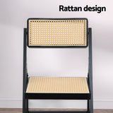 Artiss 4x Dining Chairs Wooden Rattan Foldable Black