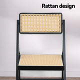 Artiss 4x Dining Chairs Wooden Rattan Foldable Black - Top-Down View