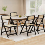 Artiss 4x Dining Chairs Wooden Rattan Foldable Black - Close-Up Angle