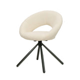 Artiss Dining Chairs Set of 2 Sherpa Boucle Swivel Base - Close-Up Angle