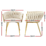 1 Artiss Dining Chair Velvet Armchair Beige - Front View