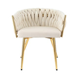 1 Artiss Dining Chair Velvet Armchair Beige - Side View