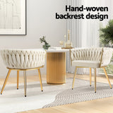 1 Artiss Dining Chair Velvet Armchair Beige - Top-Down View