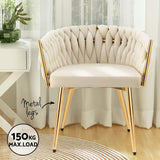 1 Artiss Dining Chair Velvet Armchair Beige - 45-Degree Angle