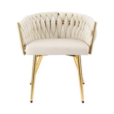 1 Set of 2 Artiss Dining Chairs Velvet Armchair Beige - Side View