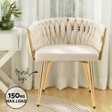 1 Set of 2 Artiss Dining Chairs Velvet Armchair Beige