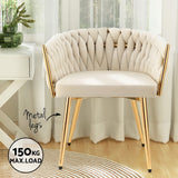 1 Set of 2 Artiss Dining Chairs Velvet Armchair Beige - 45-Degree Angle