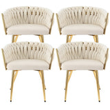1 Set of 4 Artiss Dining Chairs Velvet Armchair Beige - Front View