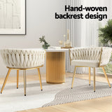 1 Set of 4 Artiss Dining Chairs Velvet Armchair Beige