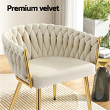 1 Set of 4 Artiss Dining Chairs Velvet Armchair Beige - 45-Degree Angle