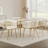1 Set of 4 Artiss Dining Chairs Velvet Armchair Beige - Rear View
