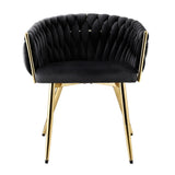 Artiss 1x Dining Chair Armchair Cafe Kitchen Lounge Chairs Velvet Weaving Black