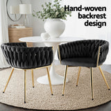 1 Set of 2 Artiss Dining Chairs Velvet Armchair Black - Top-Down View