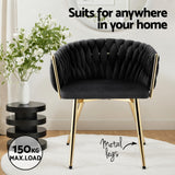 1 Set of 2 Artiss Dining Chairs Velvet Armchair Black - 45-Degree Angle