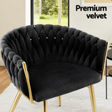 1 Set of 2 Artiss Dining Chairs Velvet Armchair Black - Rear View