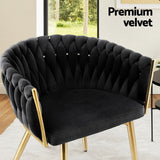 1 Set of 4 Artiss Dining Chairs Velvet Armchair Black - Rear View